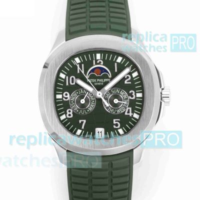 Swiss Replica Patek Philippe Aquanaut Luce Annual Calendar Green Moon Dial Watch 
